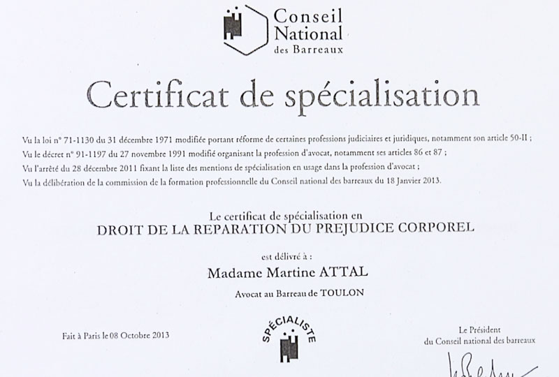 Certificat de spécialisation en droit de la réparation du préjudice corporel